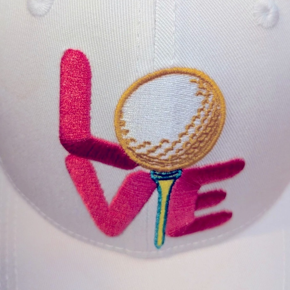NWT! Awaya Life Women’s Pink/White Golf "Love" Graphic Hat/Cap Adjustable - Picture 4 of 10
